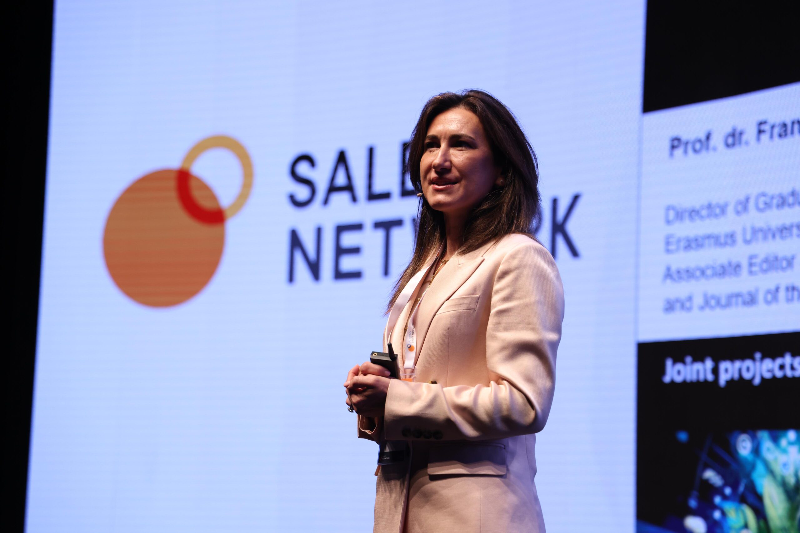 Francesca Sotgiu speaking on stage